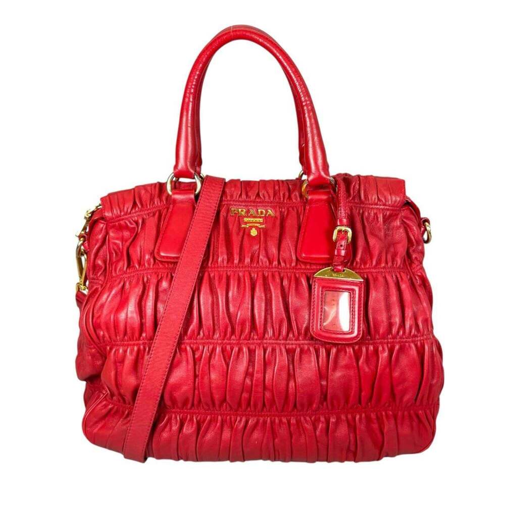 PRADA Red Leather Shoulder Bag - Picture 2 of 16